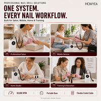 HOWYEA Professioneller Kabelloser Nagelfräser 30000RPM Bürstenloser Motor Wiederaufladbarer Elektrischer Maniküre-Pediküre-Feiler Salon-Set