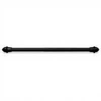 Tringle à rideau en métal noir réglable avec embouts décoratifs et supports, fixation par perçage pour chambre, salle de bain, hôtel