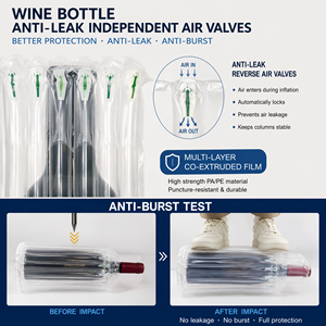 7 Column Q-Shape Air Column Bag 65 Mm PA PE <b>Film</b> Shockproof <b>Protective</b> Packaging for Wine Bottle - Product Image 2