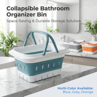 Panier de rangement portable pliable en plastique avec poignées pour accessoires de douche et produits de nettoyage, idéal pour la salle de bain ou les chambres universitaires