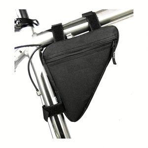 Sacoche de Selle de Vélo Portable d'Extérieur en Polyester/Nylon Imperméable et Durable, Pochette Triangulaire, Support de Cadre, Poignée Pratique pour Téléphone, Cyclisme - Product Image 1