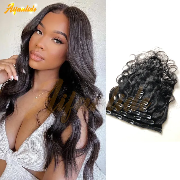 Body Wave Clip In Human Hair Extensions #1B Brazilian Remy Hair Clip Body Wave Human Clip In Hair Ins