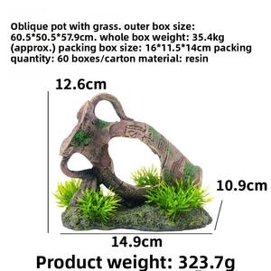 アンティークヴィンテージ樹脂水族館装飾環境にやさしいプラスチック製魚タンクエビの洞窟カメ隠れ家造園装飾用 - Product Image 6