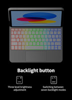 Casing Keyboard iPad dengan Lampu Latar RGB 16 Juta Warna dan Trackpad Multi-Touch untuk iPad Air 11 M3, Dapat Dilepas, Magnetik, Bluetooth, OEM