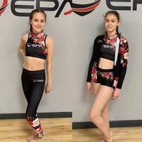 Baju olahraga cheerleader pemuda kustom pakaian hangat Cheer Bra celana pendek anak perempuan sublimasi