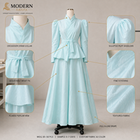 Ensemble jupe deux pièces élégant et modeste pour femme, haut à manches bouffantes et ceinture, jupe longue trapèze, personnalisable OEM