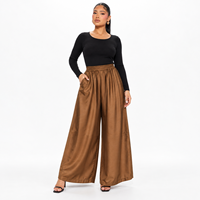 Pantalon Palazzo Femme OEM/ODM en Soie Satinée Respirante à Taille Haute Élastique et Coupe Ample à Jambes Larges