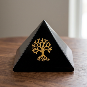 Pirámide de Piedra de Ónix Negra Tallada con Árbol de la Vida, para Feng Shui y Sanación, Decoración para el Hogar - Product Image 2
