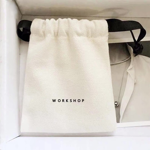 Tùy chỉnh in logo trắng bông vải trang sức bụi Pouch sinh thái Muslin vẽ chuỗi túi dây rút nhỏ túi quà tặng với Ribbon - Product Image 6