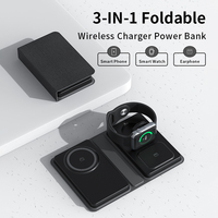 Banco de energía plegable 3 en 1 de 10000mAh con cargador portátil de carga rápida para auriculares Apple Watch con función de soporte