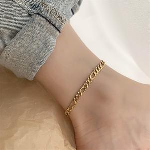 Bracelets de cheville en acier inoxydable plaqué or, 4MM, 14K, Figaro torsadé, serpent plat, chaîne à maillons, pour femmes et hommes, bijoux de <span class=keywords><strong>pied</strong></span> - Product Image 3