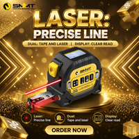 Niveau laser numérique métrique 3-en-1 SMMT avec télémètre 60M et ruban de mesure 16FT à enroulement automatique, frein et retour automatique, en ABS et acier au carbone