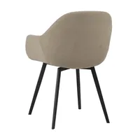 Chaise de salle à manger en velours côtelé kaki clair |   Fauteuil moderne de style seau avec pieds en métal noir