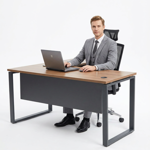Modern L-Shaped <b>Office</b> Conference <b>Table</b> Melamine Laminated Top Metal Legs Durable Commercial Furniture - Product Image 1