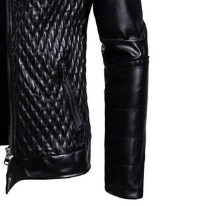 แจ็คเก็ตหนังสีดำทันสมัยสำหรับผู้ชาย  รับทำโลโก้และซิปตามสั่ง มีทุกขนาด พร้อมป้ายยี่ห้อส่วนตัวสำหรับฤดูหนาว - Product Image 5