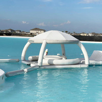 Bar flottant sur l'eau, yacht, table de repos flottante, loisirs avec auvent, canapé gonflable, rangée flottante