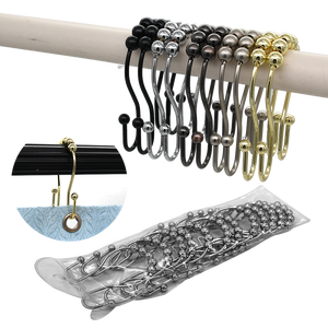 Stainless Steel <b>Shower</b> Curtain <b>Hooks</b> Rustproof Bathroom Double Sided <b>Shower</b> Rings - Product Image 2