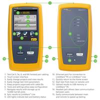 Analyseur de câbles Fluke Networks DSX2-5000, certificateur de câbles en cuivre 1 GHz pour câblage en paire torsadée Cat 5, 5e, 6, 6A, analyseur de réseau