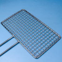Grille de cuisson carrée en acier inoxydable 304 résistante à la chaleur pour barbecue au charbon de bois, avec longue poignée, portable et réutilisable pour un barbecue facile