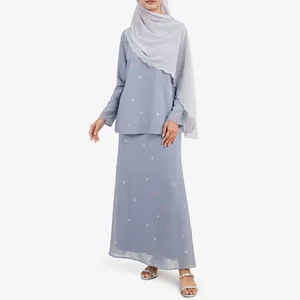 OEM Custom Polka Dots donne musulmane abbigliamento etnico malese Baju Kurung 2023 malesia Moden ultimo Baju Kebaya Indonesia