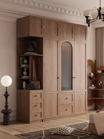 Armoire de chambre à coucher en placage de bois style Mid-Century avec portes battantes, meubles de chambre à coucher