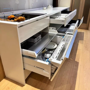 Gabinete de Cocina Blanco de Estilo Moderno Personalizado con Estantes Extraíbles, Herrajes de Almacenamiento Multifuncionales para Hogares Contemporáneos - Product Image 1
