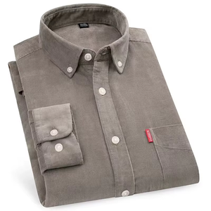 Camisa de Pana de Color Sólido Retro Casual de Negocios para Hombre ChenYue, Nueva, de Manga Larga, con Botones, 100% Algodón para la Temporada de Primavera - Product Image 2