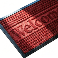 Tapis de bienvenue en polyester texturé pour entrée, tapis de sol avec bordure noire pour la maison, le bureau et l'usage commercial