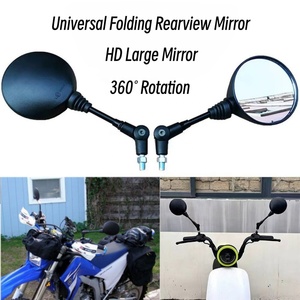 Rétroviseur universel pliable rond pour moto, scooter, vélo électrique, VTT, UTV, moto tout-terrain, rétroviseur convexe HD réglable - Product Image 4