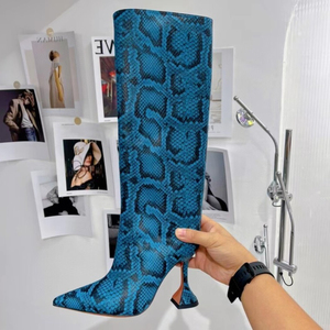 Snakeskin New Fashion on Fall <b>Spring</b> Kitten Heels Women Knee High <b>Boots</b> for Sexy Ladies - Product Image 2