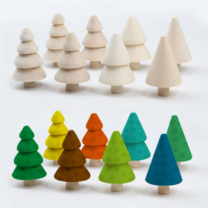 Set de Árbol de Navidad de Madera, 8 Piezas, Colores Naturales y Pintados, Decoración Ecológica para Niños, Manualidades DIY - Product Image 1