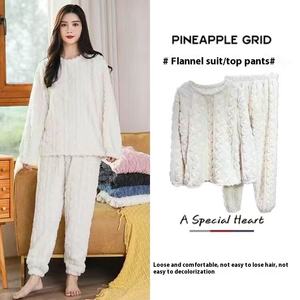 <span class=keywords><strong>Pigiama</strong></span> in pile corallo a manica lunga da donna con <span class=keywords><strong>pigiama</strong></span> invernale in flanella con Logo anteriore autunno inverno morbido imbottito da donna - Product Image 3