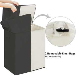 Cesto de ropa sucia doble con tapa y bolsas de lavandería extraíbles Cesto de ropa sucia grande de 154L Cesto de ropa sucia plegable de 2 secciones - Product Image 4