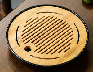 Vente en gros Plateau à café et à <span class=keywords><strong>thé</strong></span> simple de style japonais Plateau de service en bambou pour hôtel Ensemble de plateau rond et carré pour <span class=keywords><strong>thé</strong></span> et café - Product Image 3