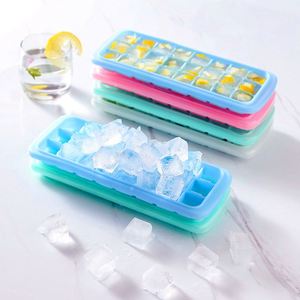 Bandeja de hielo de silicona de grado alimenticio, molde creativo para hacer hielo con tapa, congelación rápida, fácil desmolde, caja de cubitos de hielo para refrigerador - Product Image 1