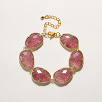 Bracelet réglable en quartz fraise naturel plaqué or, amazonite et jade citron, bijou de guérison en cristal pour femme