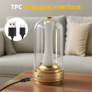 USB Rechargeable Candle Table Lamp Stepless Dimmable 3 Color <b>Touch</b> Control Bedside Desk <b>Light</b> Romantic Room Decor - Product Image 6