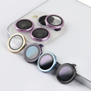 Anillo de Metal 3D Protección de Cámara de Vidrio Templado Protector de Lente de Cámara de Teléfono Protector de Lente de Cámara para 15 14 Pro Max <span class=keywords><strong>13</strong></span> 12 Pro 11 - Product Image 2