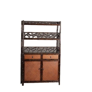 Bibliothèque en bambou violet, grand meuble de rangement pour salons de thé, clubs et salles d'étude ; armoire à thé classique ; étagère en bambou pour le thé - Product Image 5