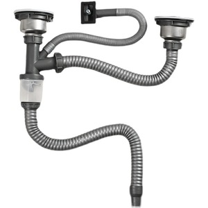 Juego de tuberías de desagüe para fregadero de cocina, curva en S, de plástico, para fregadero simple o doble, accesorio a prueba de olores - Product Image 1
