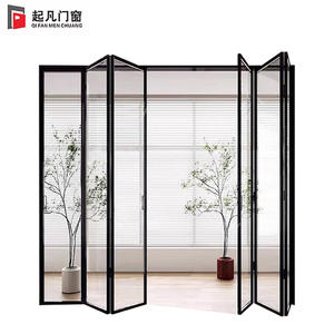 Portes pliantes étanches pour cuisine ouverte, en alliage d'aluminium fin, coulissant en verre pour la séparation de la salle de bain et du balcon, <span class=keywords><strong>sans</strong></span> <span class=keywords><strong>rail</strong></span> - Product Image 1