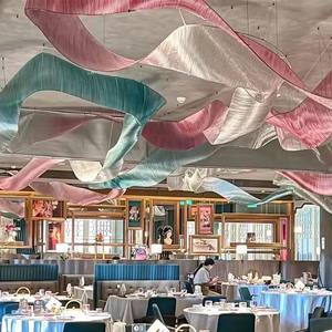Grande lampe de plafond moderne en forme de ruban de soie lustres en verre personnalisés roses multicolores pour restaurant hôtel hall de banquet - Product Image 3
