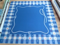 Superbe tapis de Mahjong Western Rodeo, 31,5 pouces, motif Gingham bleu et blanc avec motifs de cow-boy, housse de Mahjong