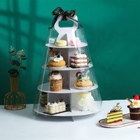 Boîte à gâteau transparente personnalisée, boîte à pâtisserie française, boîte de présentation de desserts, 6 "8" 10 "12", boîte à gâteau d'anniversaire à 3 étages en papier
