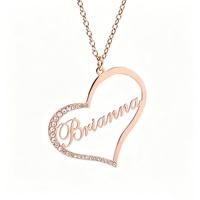 Collier personnalisé Duoying avec pendentif en forme de cœur, en acier inoxydable plaqué or 18 carats, lettre cursive en zircon pour femmes