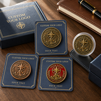 Pièce de collection commémorative personnalisée en relief 3D, en bronze antique, cuivre et émail rouge brique, cadeau OEM