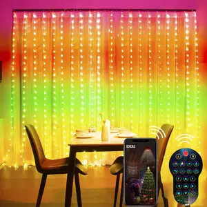 APP 제어 상업 장식 led 픽셀 스마트 RGB 프로그램 led 커튼 자막 조명 야외 벽 광고 화면