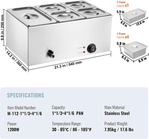 Calentador de Alimentos Eléctrico de Acero Inoxidable para Buffet, con Termostato Ajustable, para Restaurantes y Servicios de Catering - Product Image 3