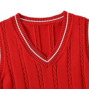 Chaleco de punto trenzado con cuello en V para hombre, ajustado, sin mangas, estilo pulóver, acanalado, informal, transpirable, vintage, para invierno - Product Image 4