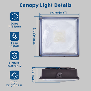 Petite lampe LED de 55W pour auvent, design moderne, carrée, gradation 0-10V, IP65, économie d'énergie, pour usage résidentiel, extérieur, <span class=keywords><strong>hôtel</strong></span>, station-service - Product Image 5
